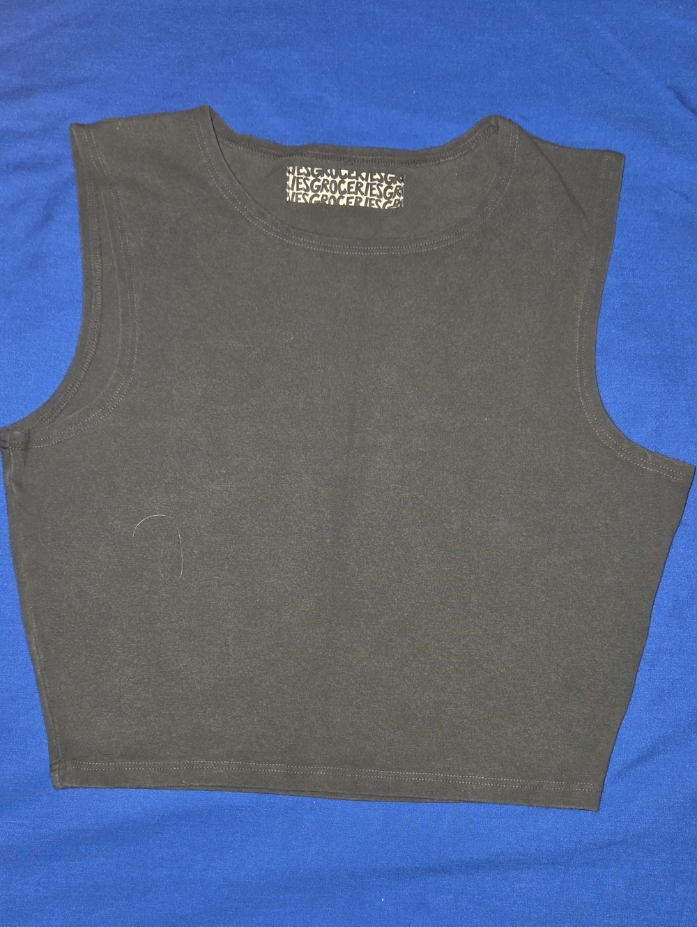 Groceries Black Cropped Sleeveless Crewneck Tank